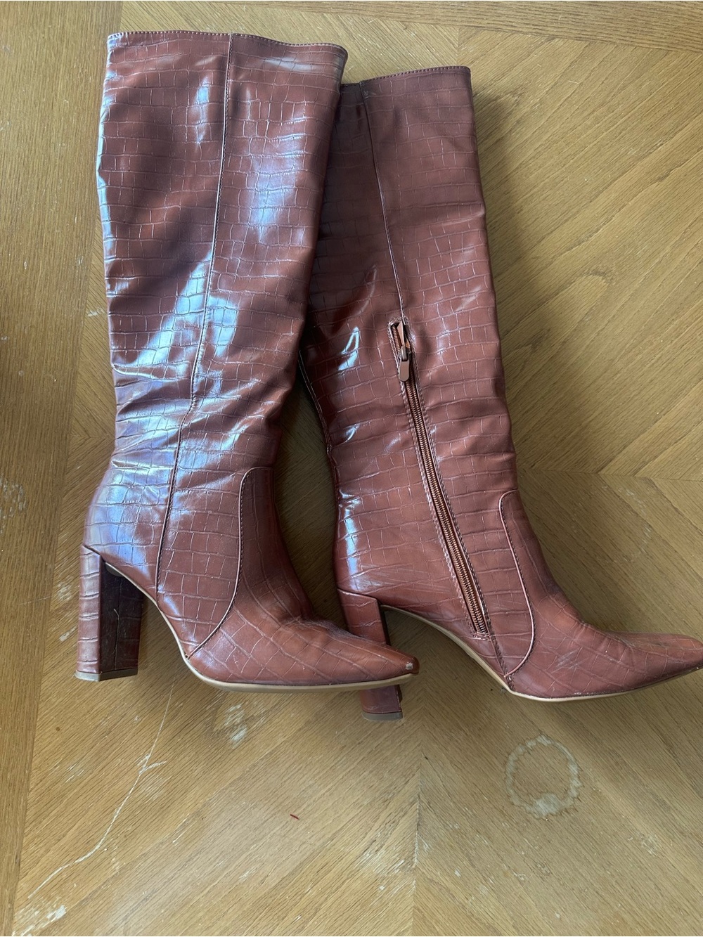 Brown Croc Print Boots